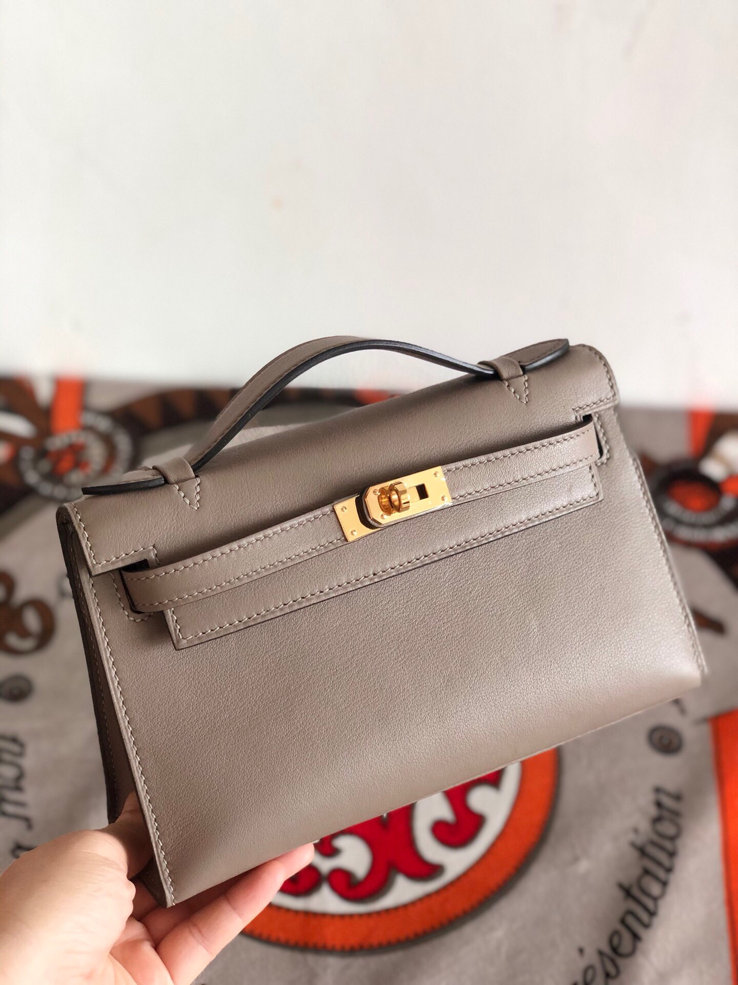 에르메스 미니 켈리백22 그리스 금장 스위프트